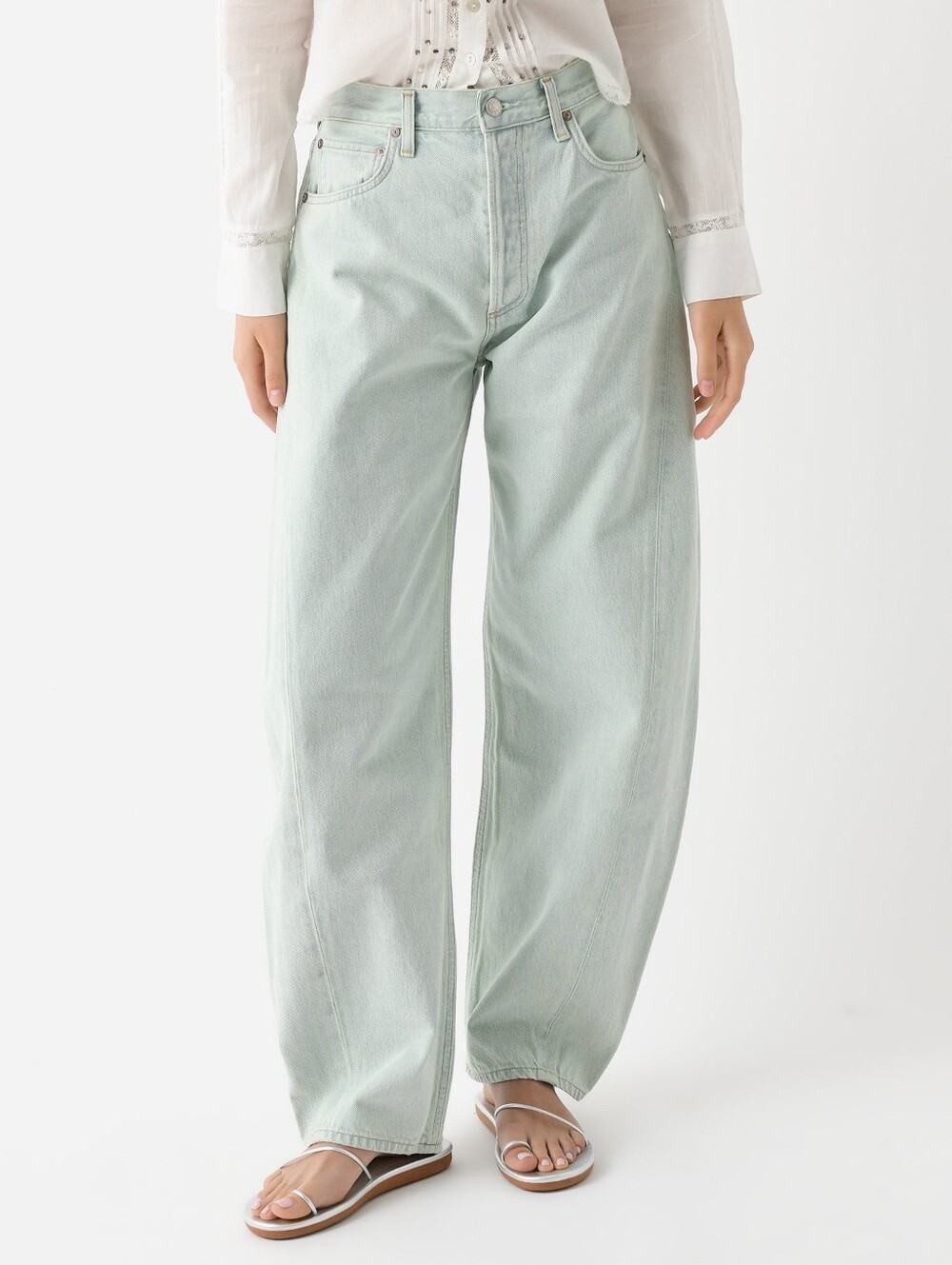 Agolde Luna Pieced Jeans In Mint